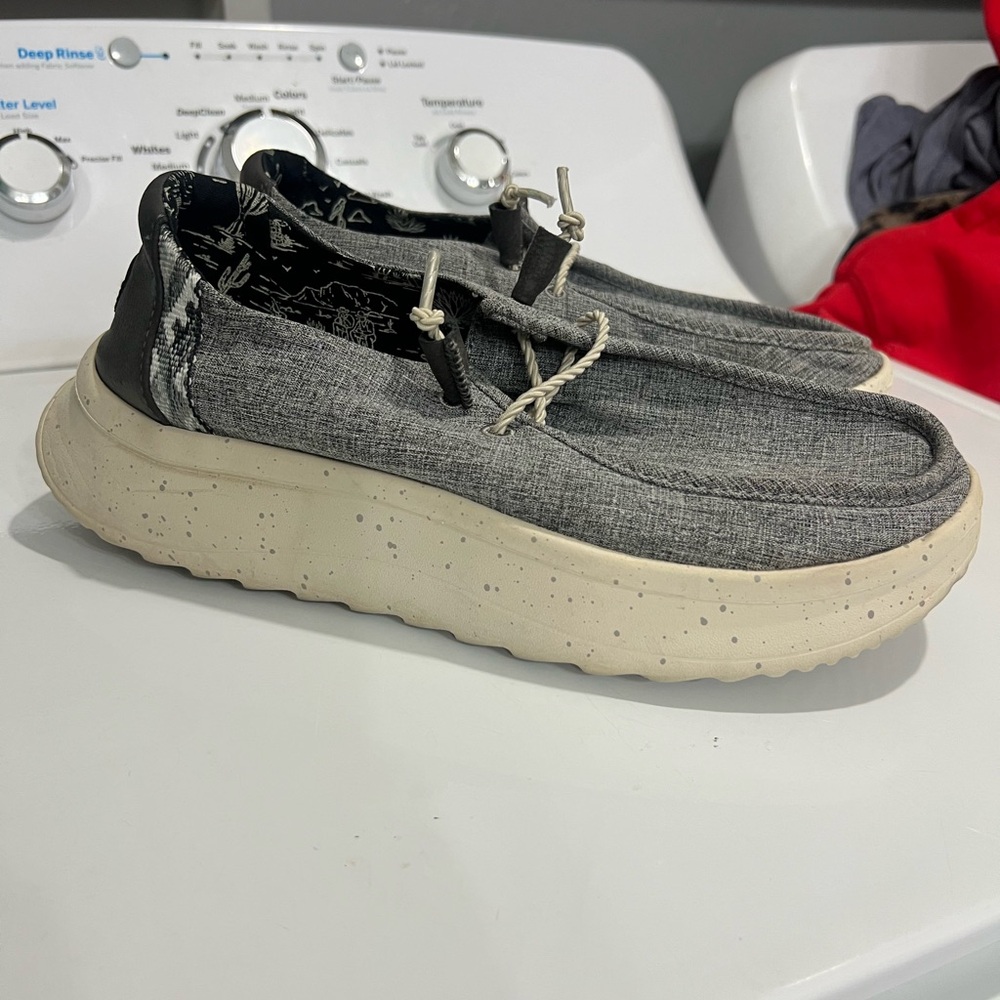 Hey Dude Gray and Cream Slip-On Loafers Comfort